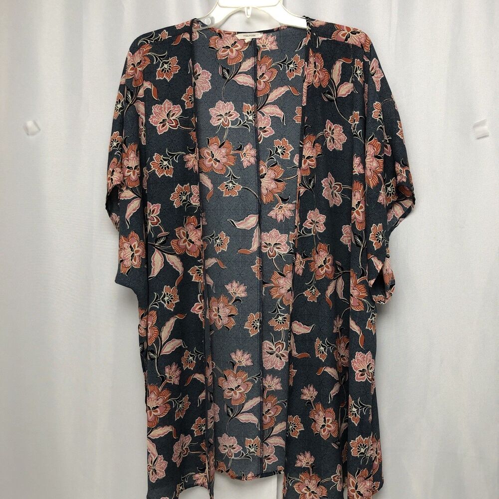Blue Floral Kimono Sleeve Open Wrap Fairycore Romantic Maurices One Size